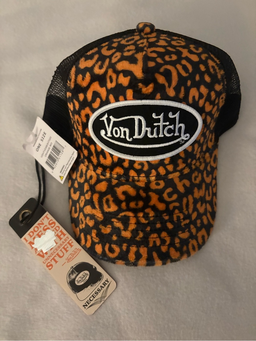 Von Dutch Fuzzy Leopard Hat y2k
